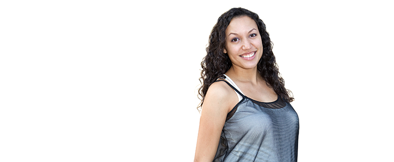 pregnant woman protects fetal development with EMF-reducing silver tank top